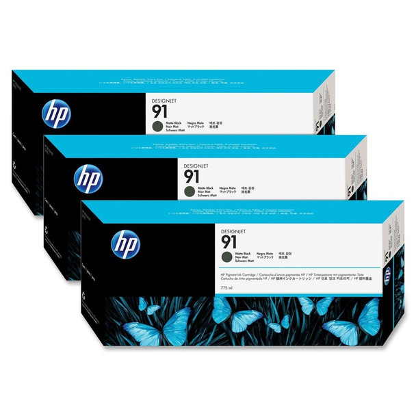 HP 91 Matte Black 3 Pack Ink Cartridge (C9480A)