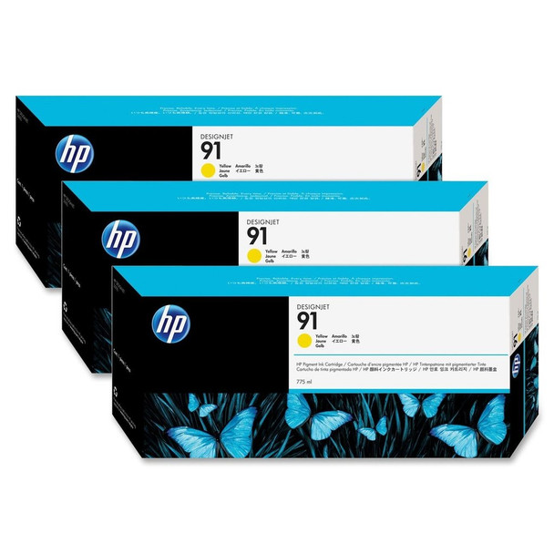 HP 91 Yellow 3 Pack Ink Cartridge (C9485A)