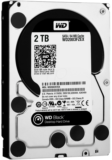 WD BLACK 2TB 64MB 3.5" SATA 6GB/s 7200RPM, Internal Desktop HDD