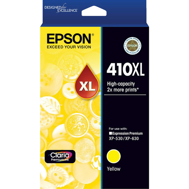 EPSON 410XL HIGH CAPACITY CLARIA PREMIUM YELLOW INK CART XP-530 XP-630