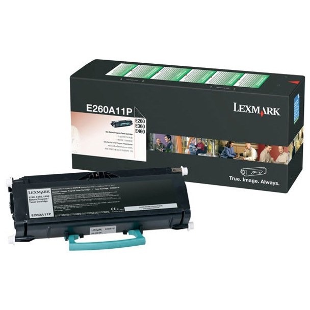 Lexmark E260A11P Black (Return Program) Toner, Yield 3,500 Pages, for E260, E360, E460