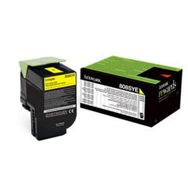 Lexmark 808SYE Yellow Standard Yield Toner cartridge CORPORATE Toner Cartridge, 2K,  CX310/410/510