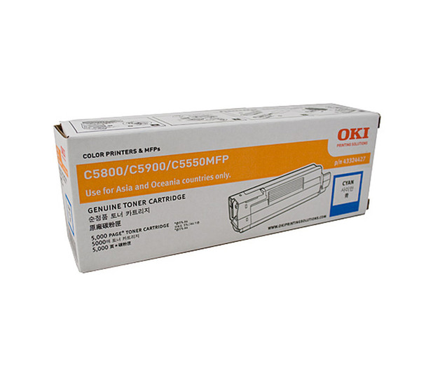 OKI TONER CARTRIDGE CYAN FOR C58/5900/5550MFP 5,000 PAGES @ 5% COVERAGE