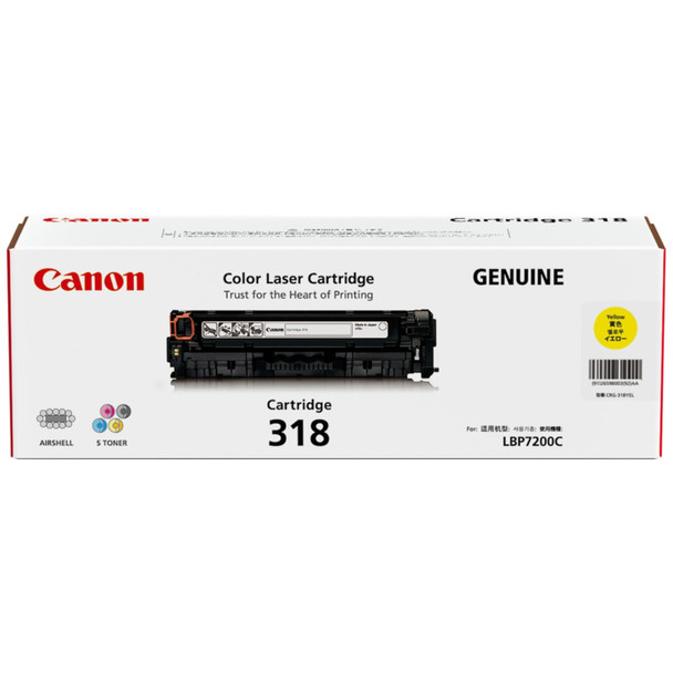 Canon CART318Y Yellow Toner Cartridge Genuine for LBP7200CDN/LBP7680CX