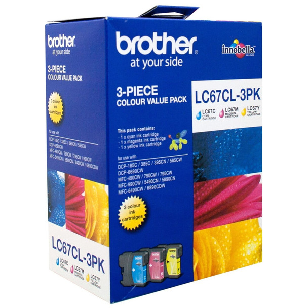 BROTHER LC67 CYM TRIPLE INK 3X 325 PAGE YIELD FOR 5890, 6490, 6690 & 6896