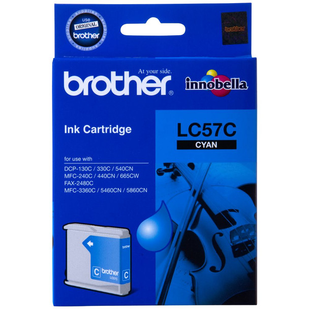 BROTHER LC57 CYAN INK 400 PAGE YIELD FOR 2480, 560, 5460 & 5863