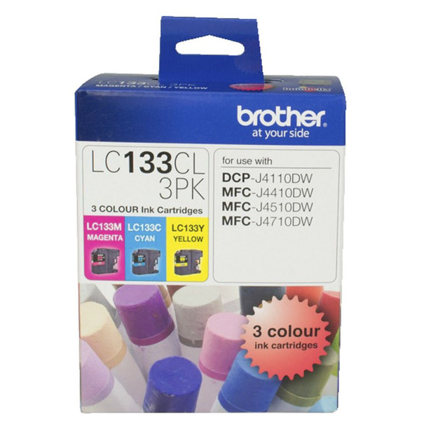 BROTHER LC-133 CLR VALUE PACK 1XCYAN 1X MAGENTA 1X YELLOW