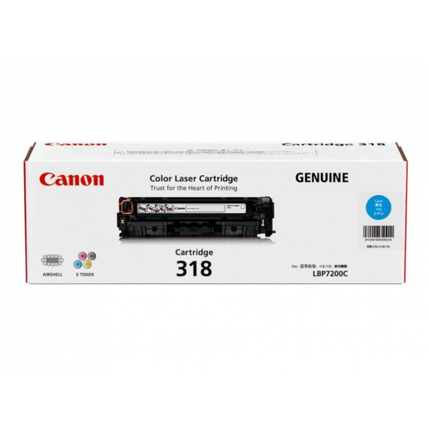 Canon CART318C Cyan Toner Cartridge Genuine for LBP7200CDN/LBP7680CX