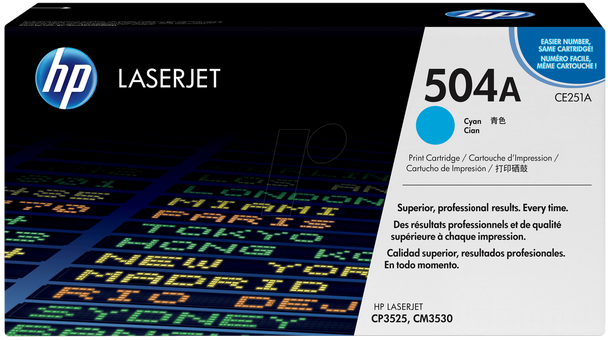 HP 504A Cyan LaserJet Toner Cartridge (CE251A)