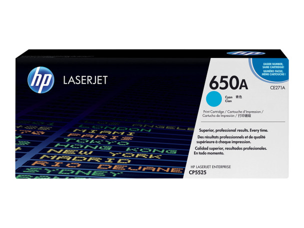 HP 650A Cyan LaserJet Toner Cartridge (CE271A)