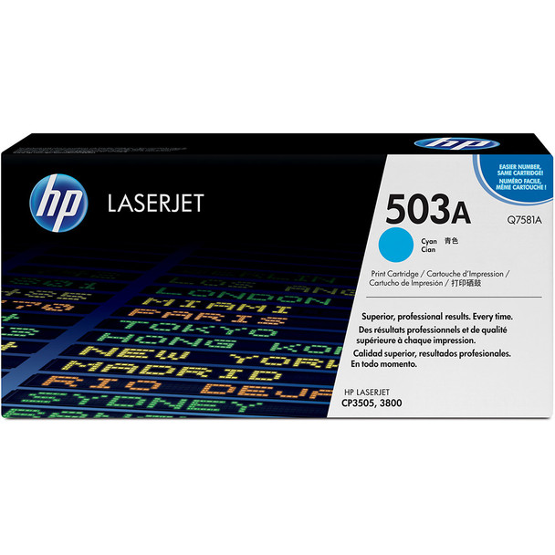 HP 503A (Q7581A) Cyan Toner Cartridge for LaserJet CP3505/3800 Genuine