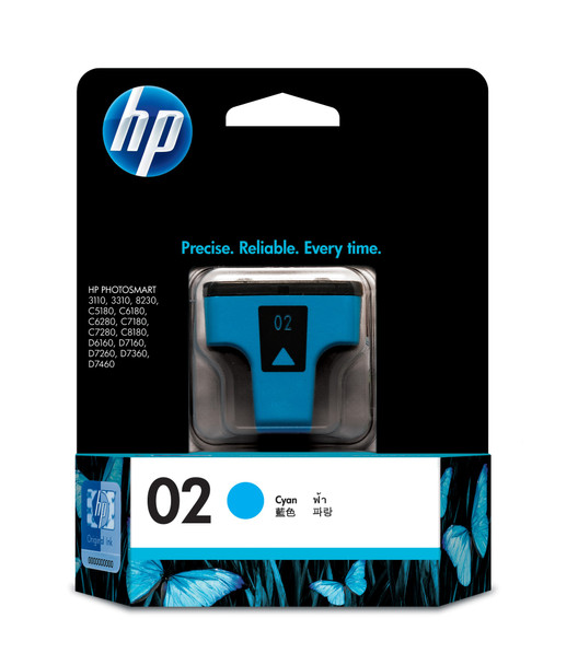 HP 02 Cyan Ink Cartridge 400 Page Yield for PSC 8250, 3210 & 3310