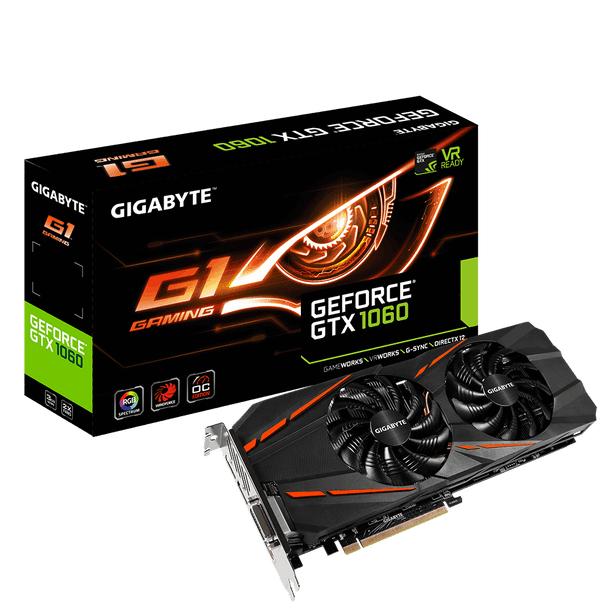 Gigabyte GeForce GTX 1060 G1 Gaming 3G, GDDR5, DVI-Dx1, HDMI-2.0bx1, DP-1.4x3, 7680x4320, ATX
