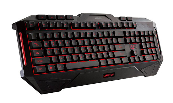 ASUS Cerberus 2 colours backlit metal backplate 12 marcro keys splash-proof desgin gaming keyboard