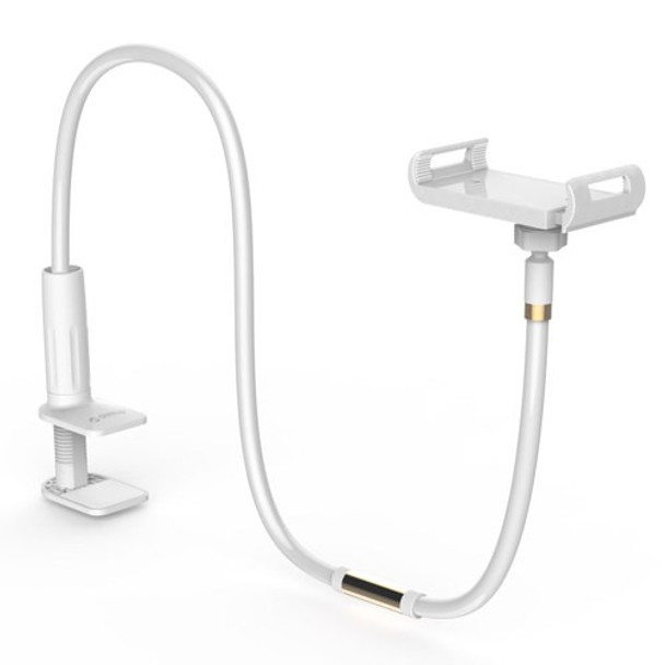 ORICO Phone/Tablet Holder (CMS12), Al-Mg Alloy + PVC Pole + Silicone Pad, White+Gold, 120cm, Clip Range:115-185mm, Base Range:0-80mm