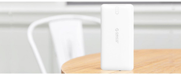 ORICO 10000mAh Scharge Polymer Power Bank White(LD100), ABS, Micro USB 5V2A, USB-A 5V2.4A, power life indicator