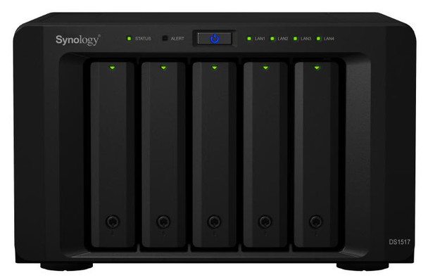 Synology DiskStation DS1517 5-Bay 3.5&quot; Diskless 4xGbE NAS (Tower) (SMB), Al-314 Quad Core 1.GHz, 2GB RAM, 2xUSB3, 2x eSATA, Scalable, 3 Year Warranty