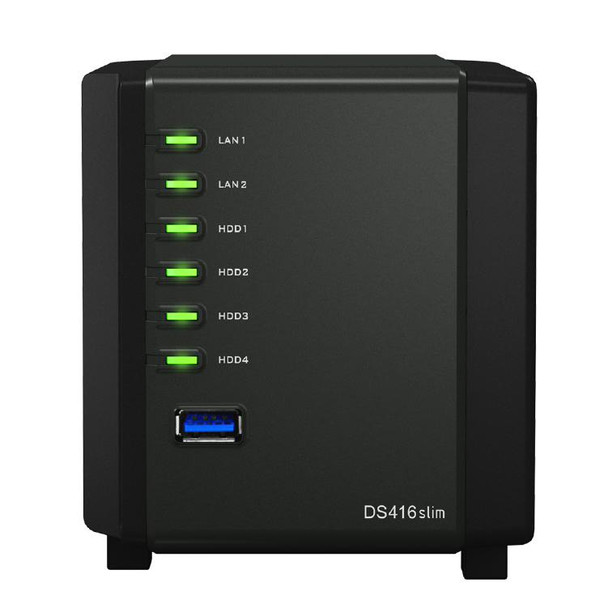 Synology DiskStation DS416Slim 4-Bay 2.5&quot; Diskless 2xGbE NAS (HMB), Marvell  Armanda, 512MB RAM, 2xUSB 3.0