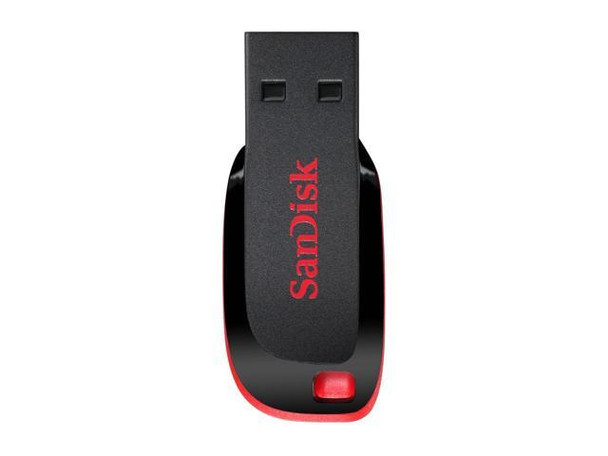 SanDisk Cruzer Blade USB Flash Drive, CZ50 32GB, USB2.0, Black with red accent, compact design, 5Y