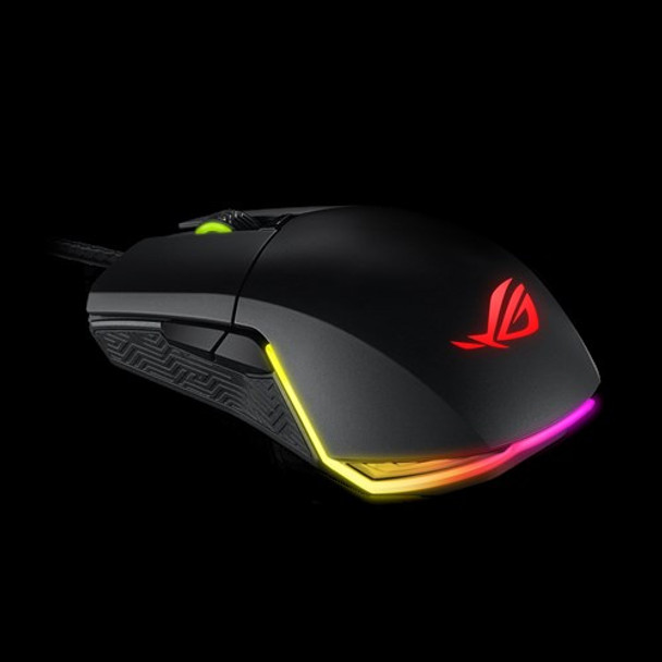 ASUS ROG Pugio 8-button wired 50-million click Omron switcheseasy-swappable switches design Aura sync RGB 7200DPI optical sensor 150 ips 30g accelerat