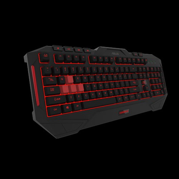 ASUS Cerberus MKII 343 colours backlit metal backplate 12 marcro keys splash-proof desgin gaming keyboard