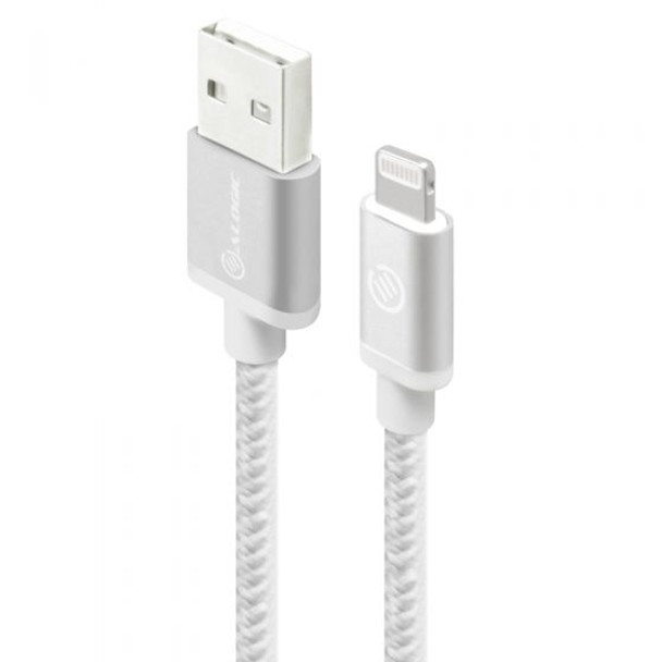 ALOGIC Prime Lightning to USB Cable - Charge and Sync - Premium & Durable - Mfi Certified - 0.3m Silver