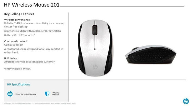 HP 201 Pk Silver Wireless Mouse