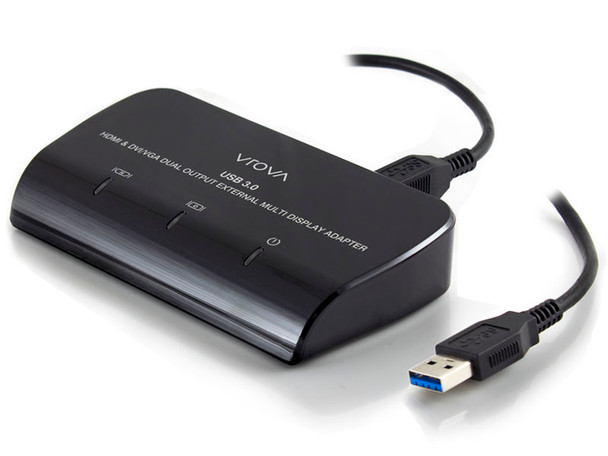 VROVA USB 3.0 to HDMI and DVI/VGA Dual Output External Multi Display Adapter