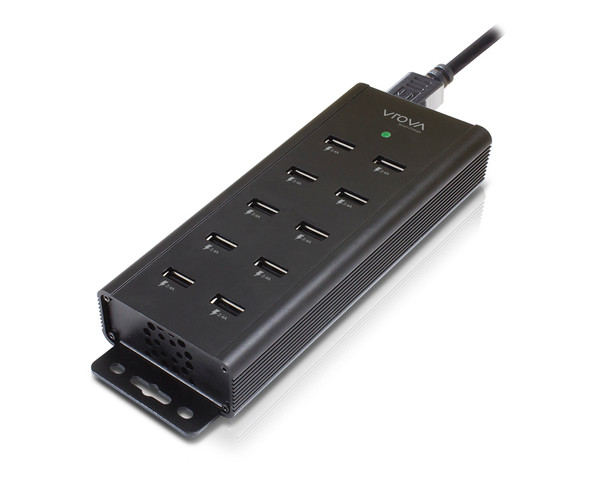 VROVA 10 Port USB Charger with Smart Charge - 10 x 2.4A Outputs (100W) - Aluminium Body