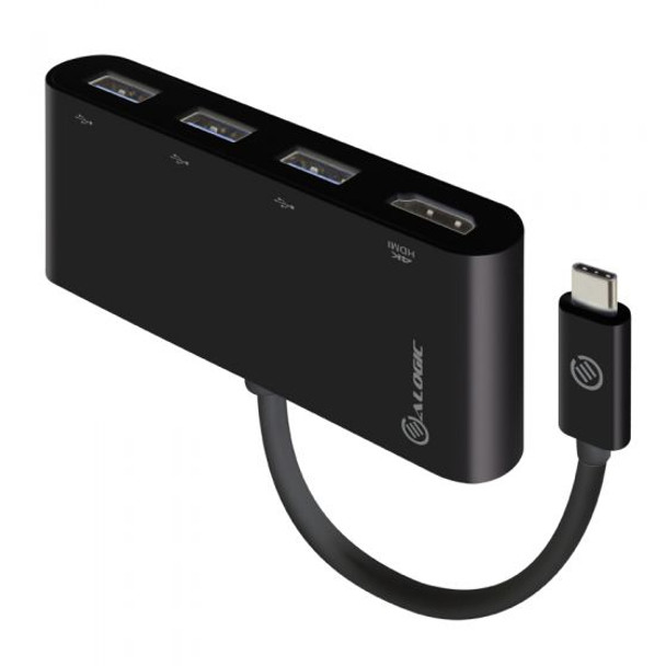 ALOGIC 10cm USB-C MultiPort Adapter with HDMI & 3 Port USB 3.0 Hub