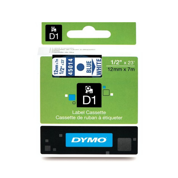 DYMO TAPE D1 12MM X 7M BLUE ON WHITE