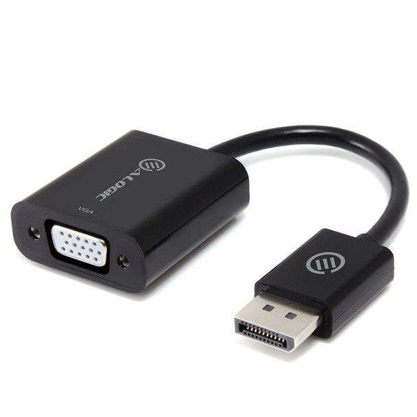 ALOGIC Elements 20cm DisplayPort to VGA Adapter  Male to Female  Black  Commercial Packaging