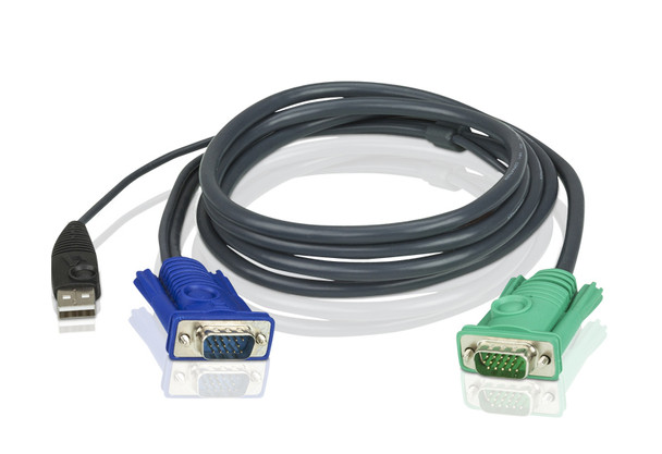 KVM Cable - 3.0M 3 in 1 VGA, USB Console KVM Cable; HDB-15 Male to SPHD Male