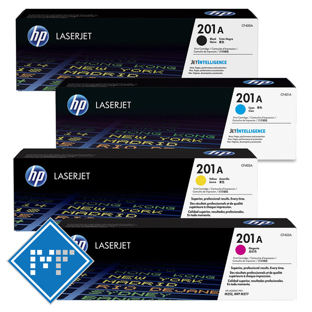 HP 201A Standard Yield Toner Cartridge Bundle for LaserJet M252/M274/M277 (includes: CF400A + CF401A + CF402A + CF403A) (201ABUN)
