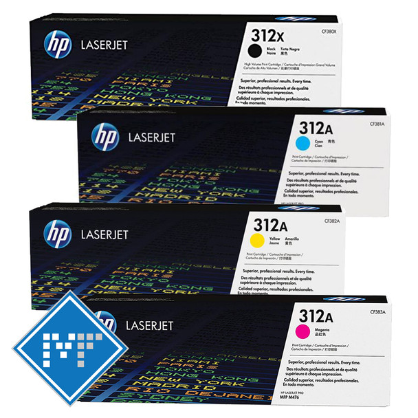 HP 312X toner bundle (includes: CF380X, CF381A, CF382A, CF383A)