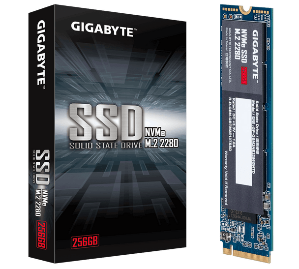 Gigabyte, SSD, M.2(2280), NVMe, PCIE 3x4, 256GB, Read:1700MB/s(180k IOPs),Write:1100MB/s(250k IOPs), 2.6W, 5 Years Limited Warranty