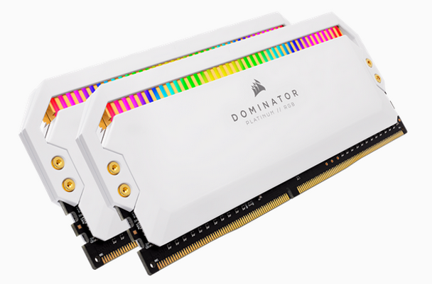 CORSAIR DOMINATOR PLATINUM RGB DDR4, 3200MHz 16GB 2x8GB DIMM, Unbuffered, 16-18-18-36, XMP 2.0, White Heatspreader, RGB LED, 1.35V