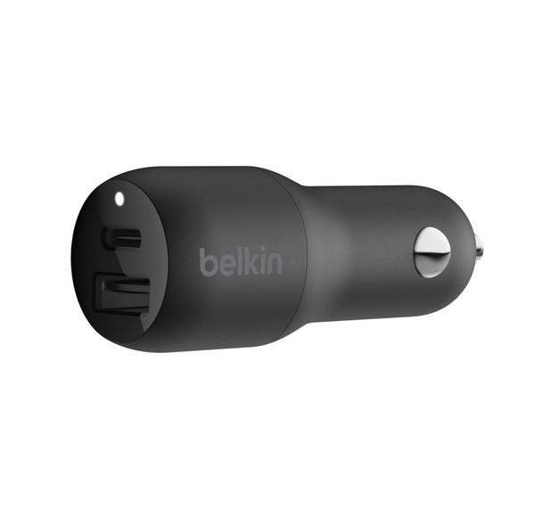 Belkin 2 Port Car Charger, 20w Usb-c (1)pd, 12w Usb-a(1), Black, 2yr With 2500 Cew