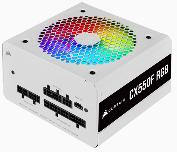 CORSAIR CXF Series Power Supply 550 Watt, RGB, White