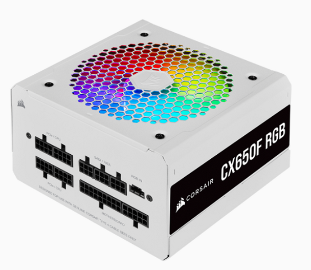 CORSAIR CXF Series Power Supply 650 Watt, RGB, White