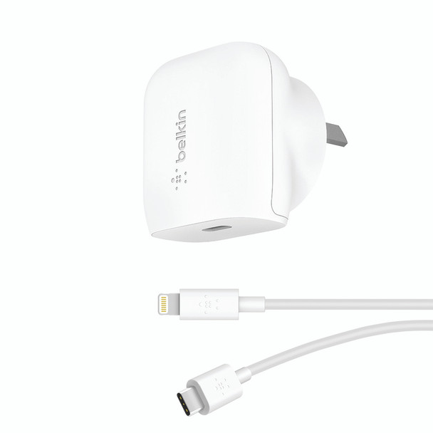 Belkin 1 Port Wall Charger, 20w Usb-c (1) Pd, USB-C to Lightning Cable Included, White, 2y