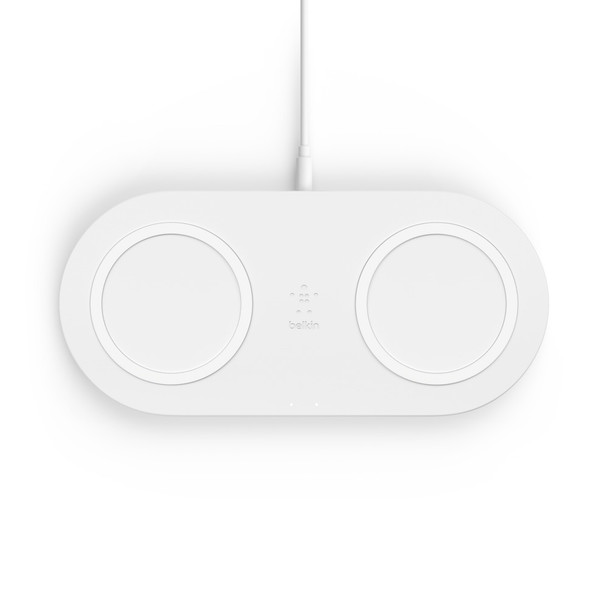Belkin Dual Qi Wireless 10w Charging Pad for 2 Devices (Smartphone & Airpod), White, 2yr