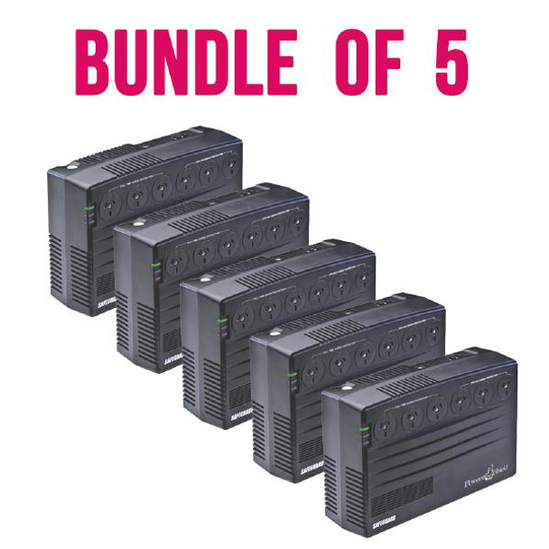 PowerShield SafeGuard 750VA/450W Line Interactive, Powerboard Style UPS with AVR, Telephone or Modem Surge Protection. Wall Mountable. Bundle of 5.