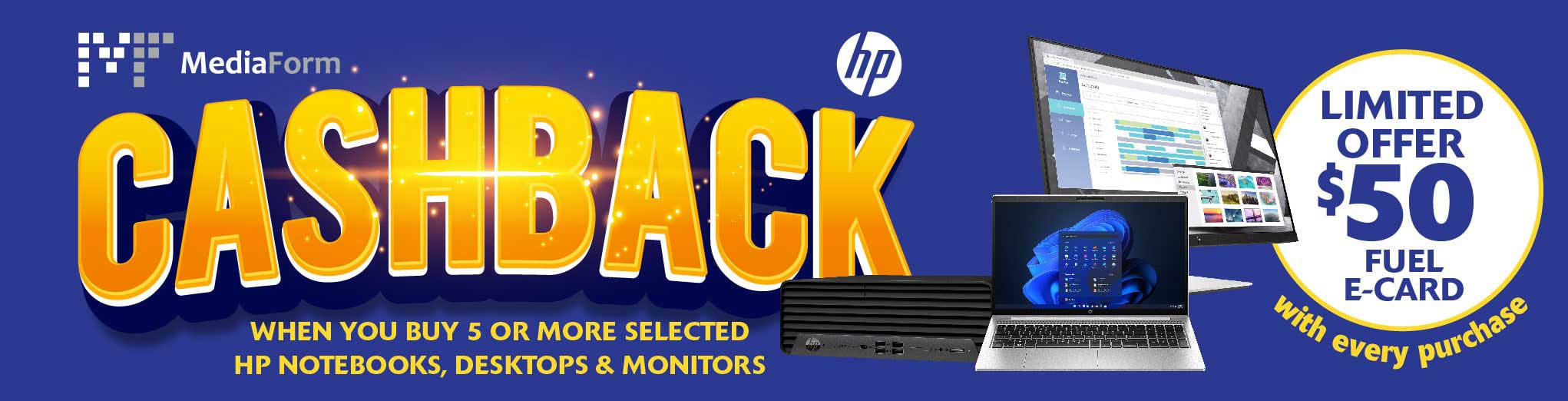 3% Cash Back on selected HP Hardware when you buy 5 or more