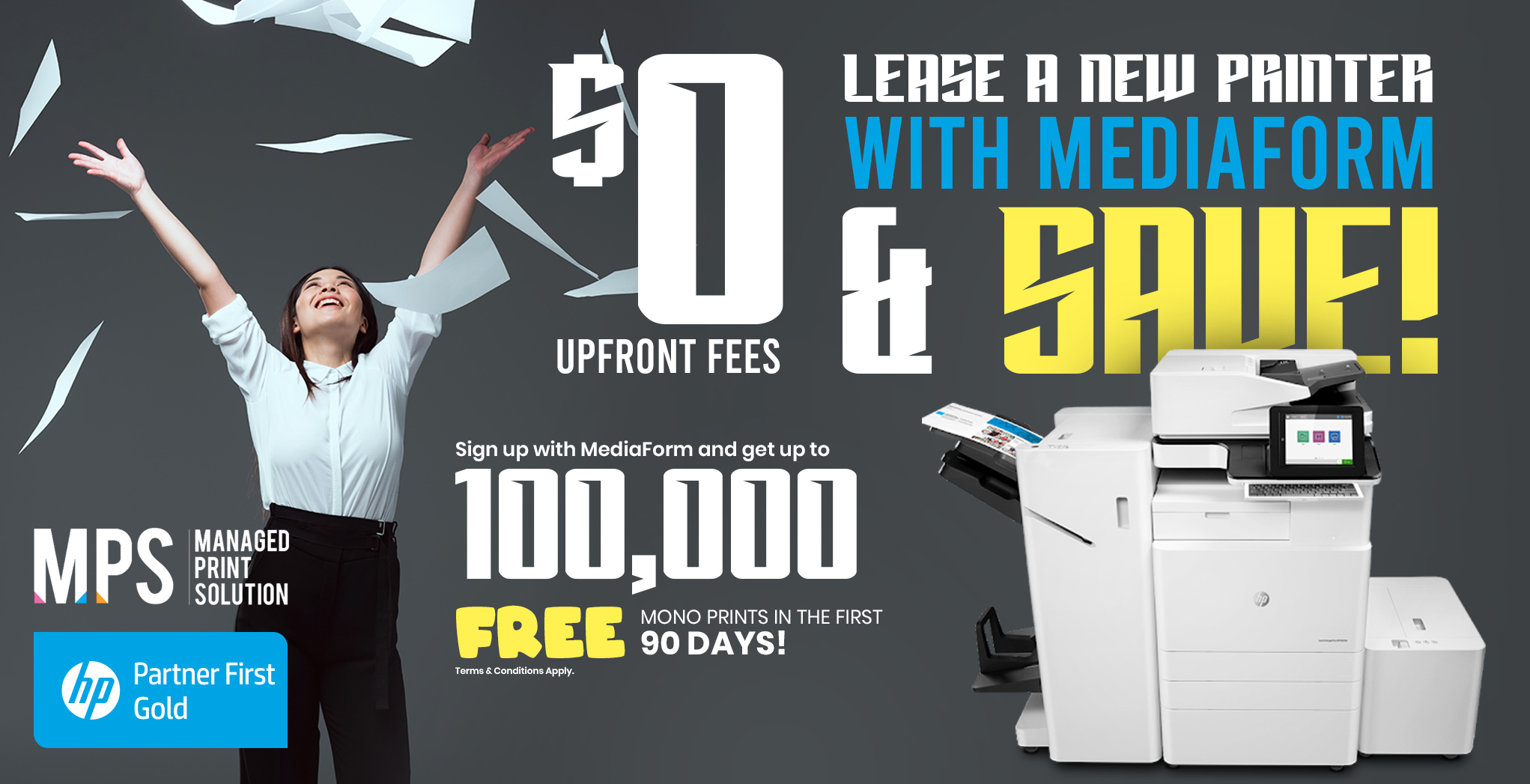 $0 Upfront MPS with MediaForm + Up to 100,000 Free Mono Prints