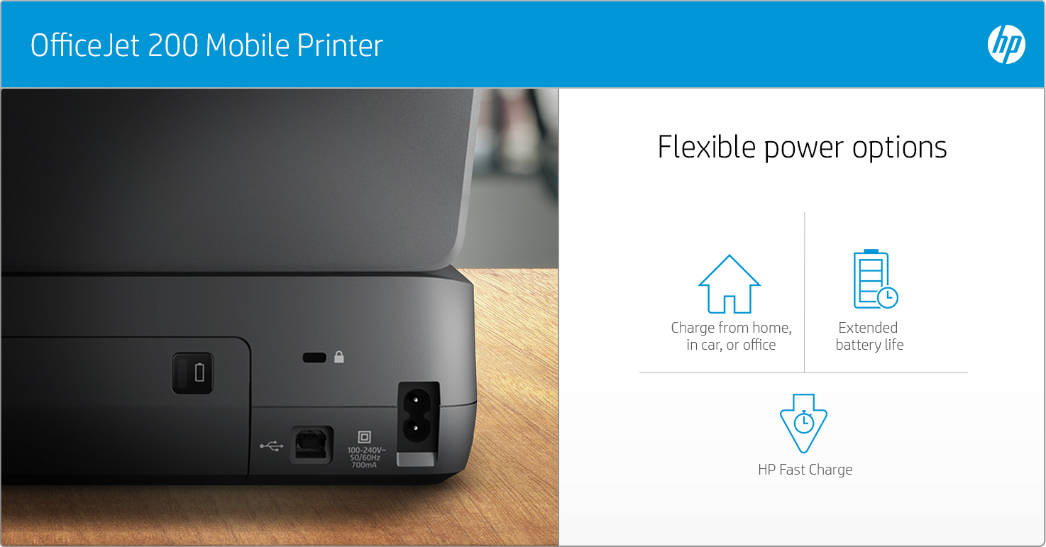 HP OfficeJet 200 Mobile - Flexible power options