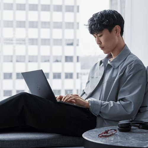 Man using Dell Laptop