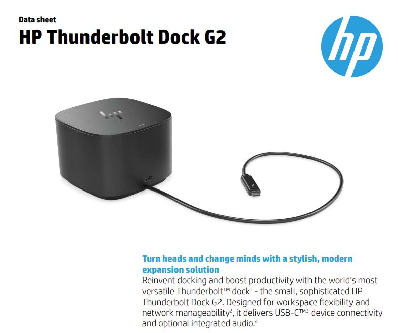 HP Thunderbolt Dock G2 with Combo Cable MediaForm AU