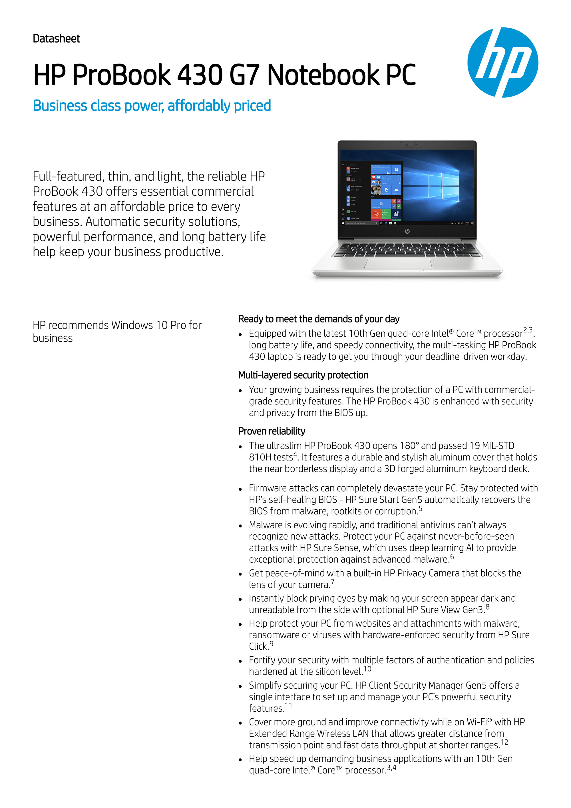 HP ProBook 430 G7 Notebook PC HP ProBook 430 G7 Notebook PC