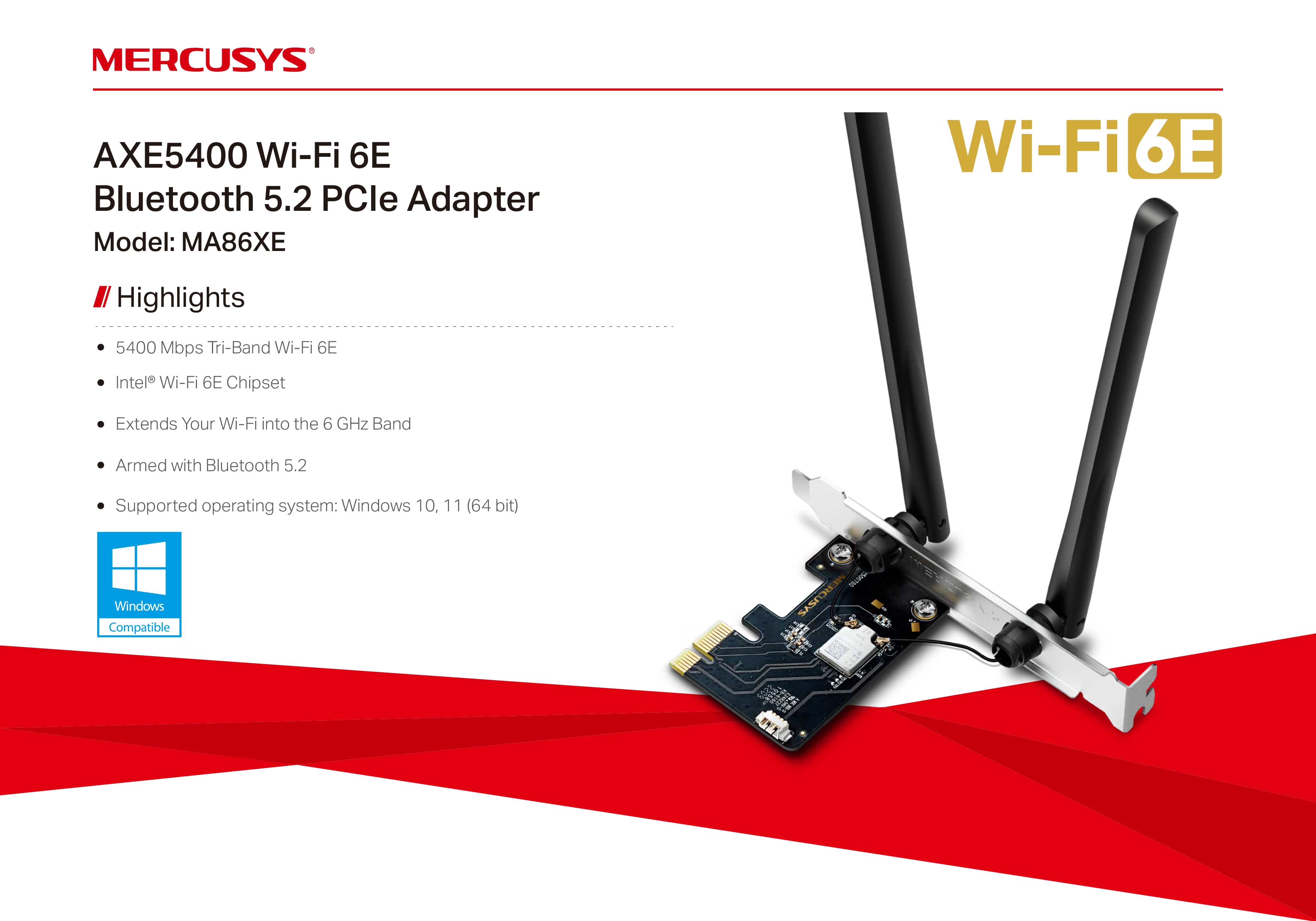 TP-Link Mercusys MA86XE Wi-Fi 6E Bluetooth Adapter